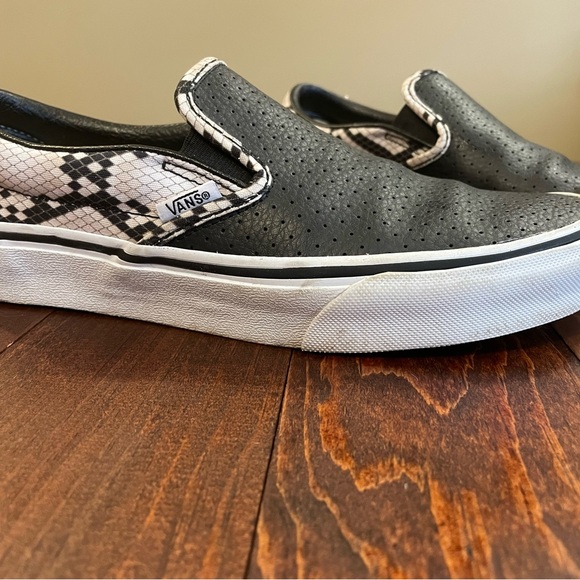 Vans Black and White Perforated Slip-Ons - Picture 3 of 8